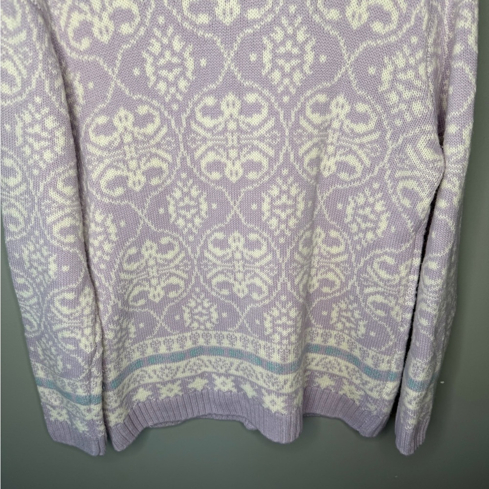 National Vintage 90s Pastel Lavender Fair Isle Cardigan - Picture 7 of 9